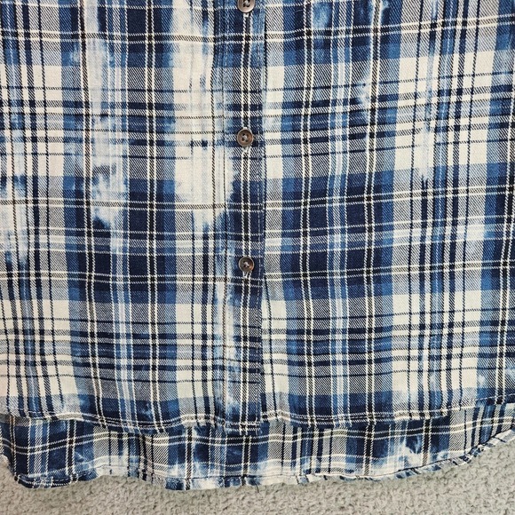 Rock & Republic Shirt Top Women Medium Blue White Plaid Button Up Long Sleeve -M - Picture 2 of 11